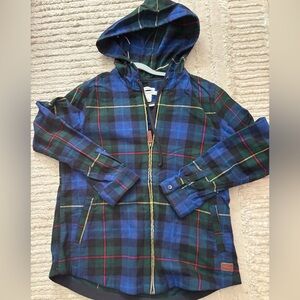 LL Bean Scotch Plaid Hooded Flannel Jacket size Small